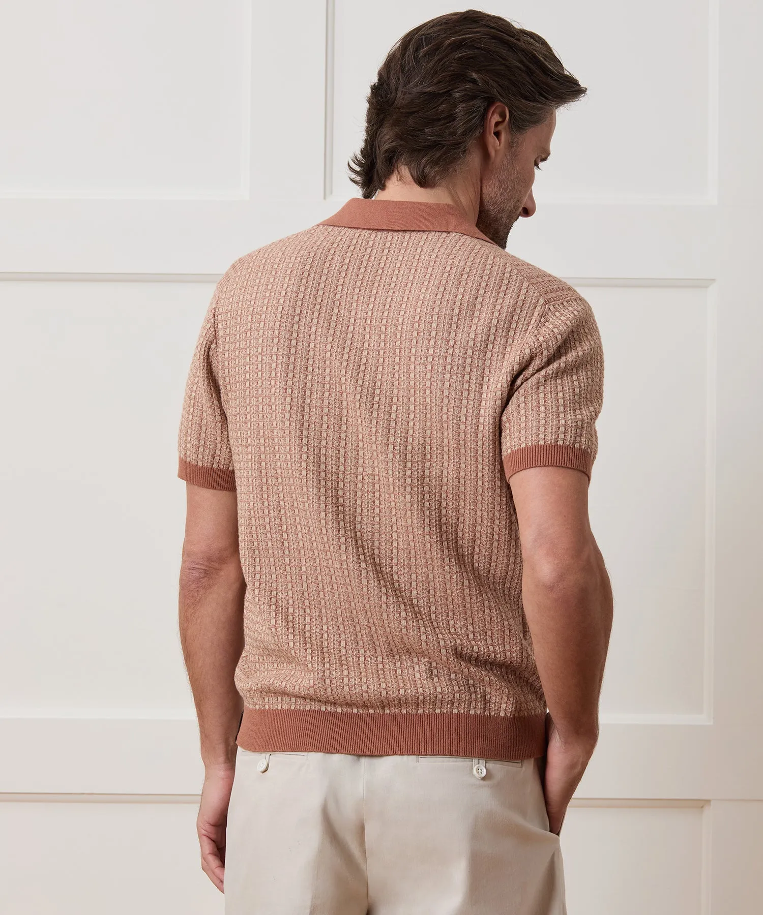 Linen Geometric Montauk Sweater Polo sold by Todd Snyder product image thumbnail 5