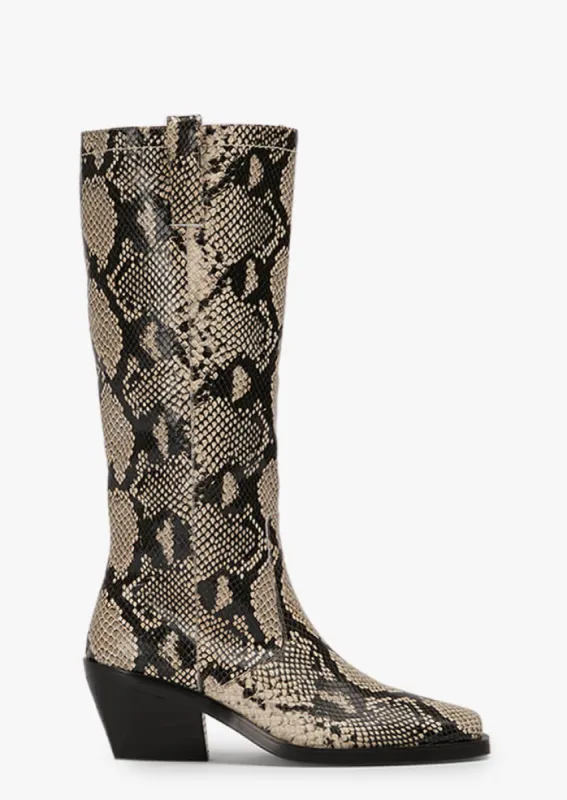 Kastro Ecru Snake Calf Boots made by Tony Bianco