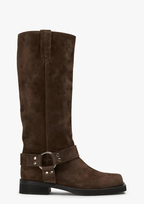 Biker Espresso Suede Calf Boots sold by Tony Bianco