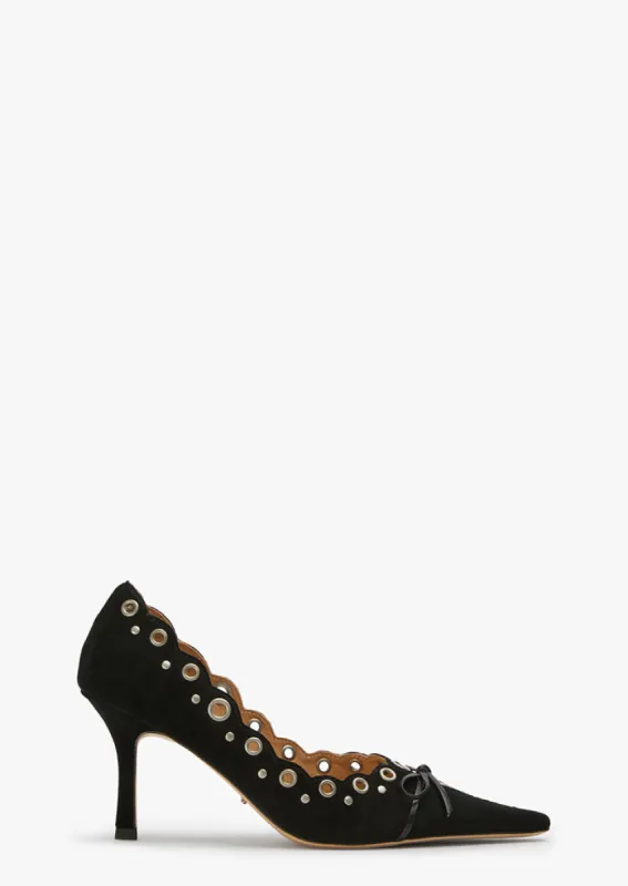 Shelly Black Suede sold by Tony Bianco