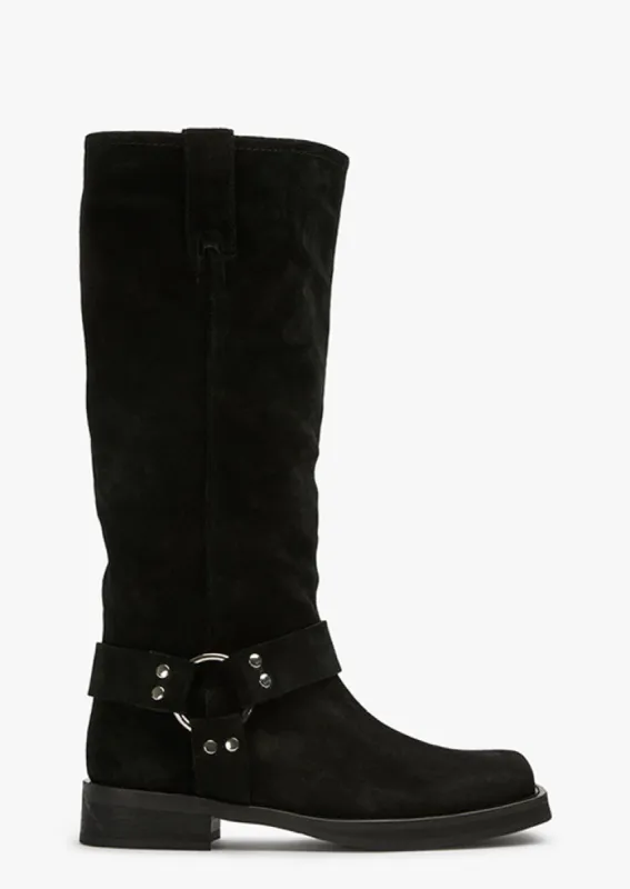 Biker Black Cameo Suede sold by Tony Bianco