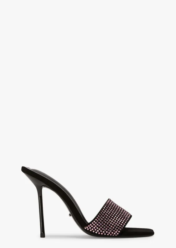Naomi Pink Crystal/Black Suede Heels sold by Tony Bianco