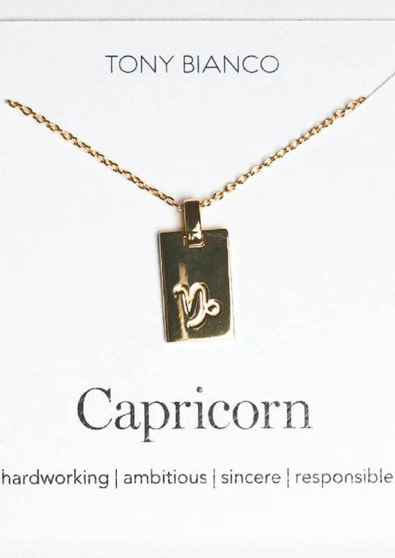 Gold Capricorn Zodiac Necklace sold by Tony Bianco