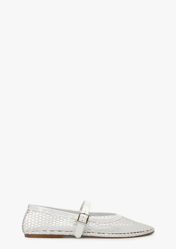 Mia White Mesh/Patent sold by Tony Bianco