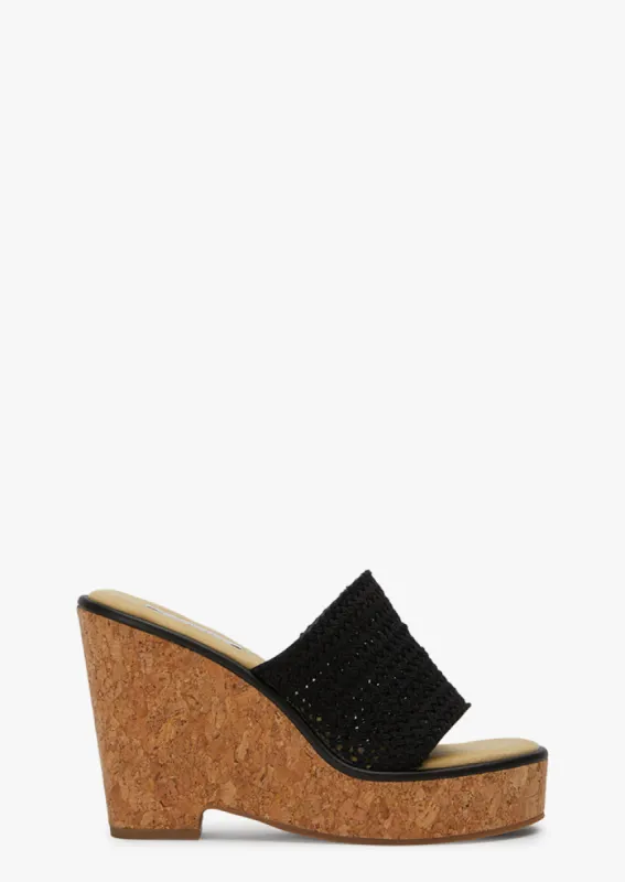 Harlow Black Crochet Wedges sold by Tony Bianco