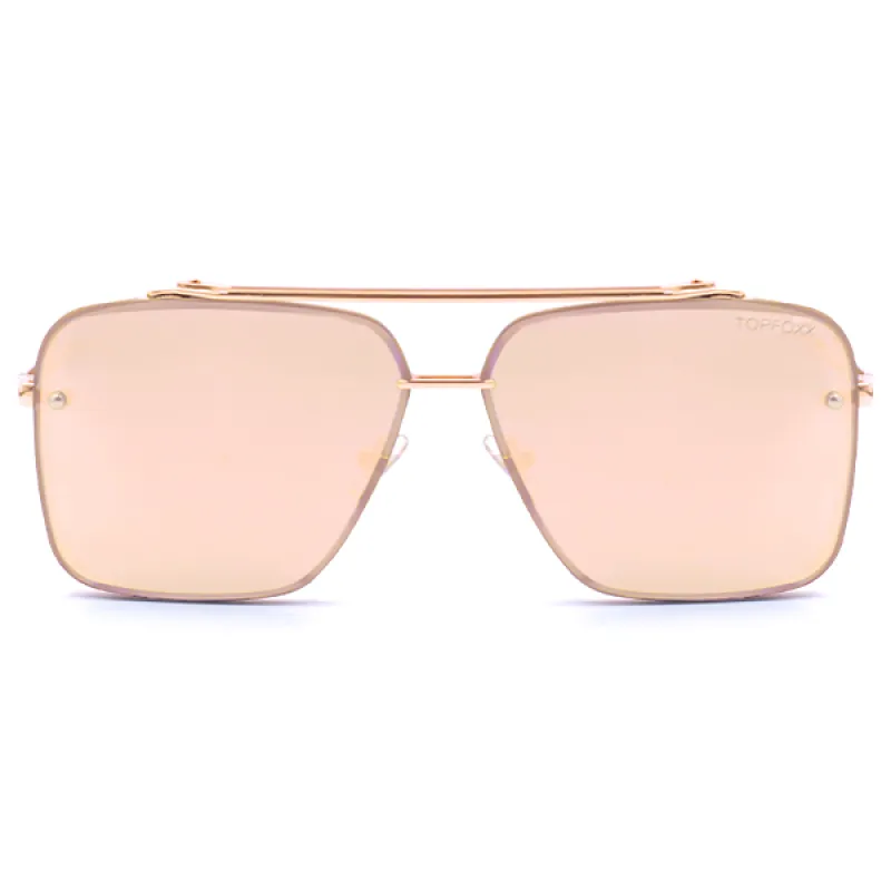 Bella -Tangle Free- Rose Gold Oversized Squared Aviators made by Topfoxx