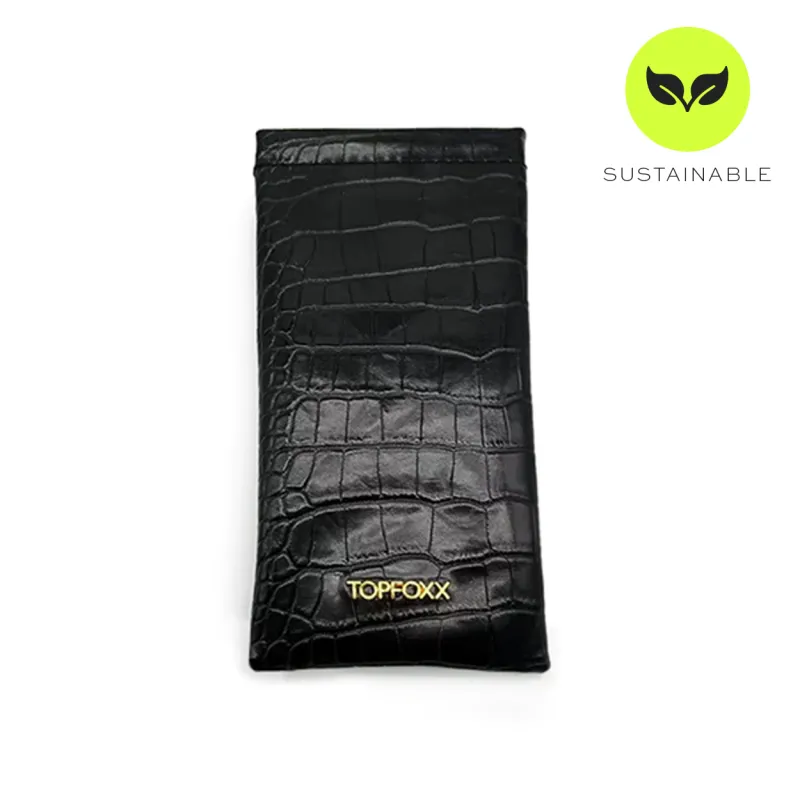Black Faux  Croco Soft Pouch sold by Topfoxx