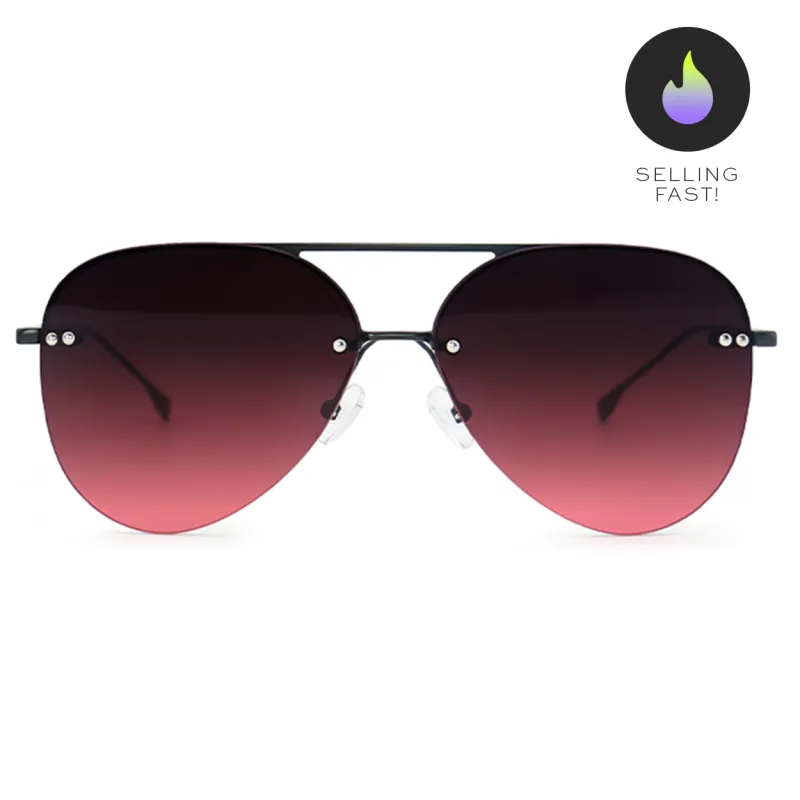 Smaller Megan 2 - Ruby Metal Aviator Sunglasses made by Topfoxx