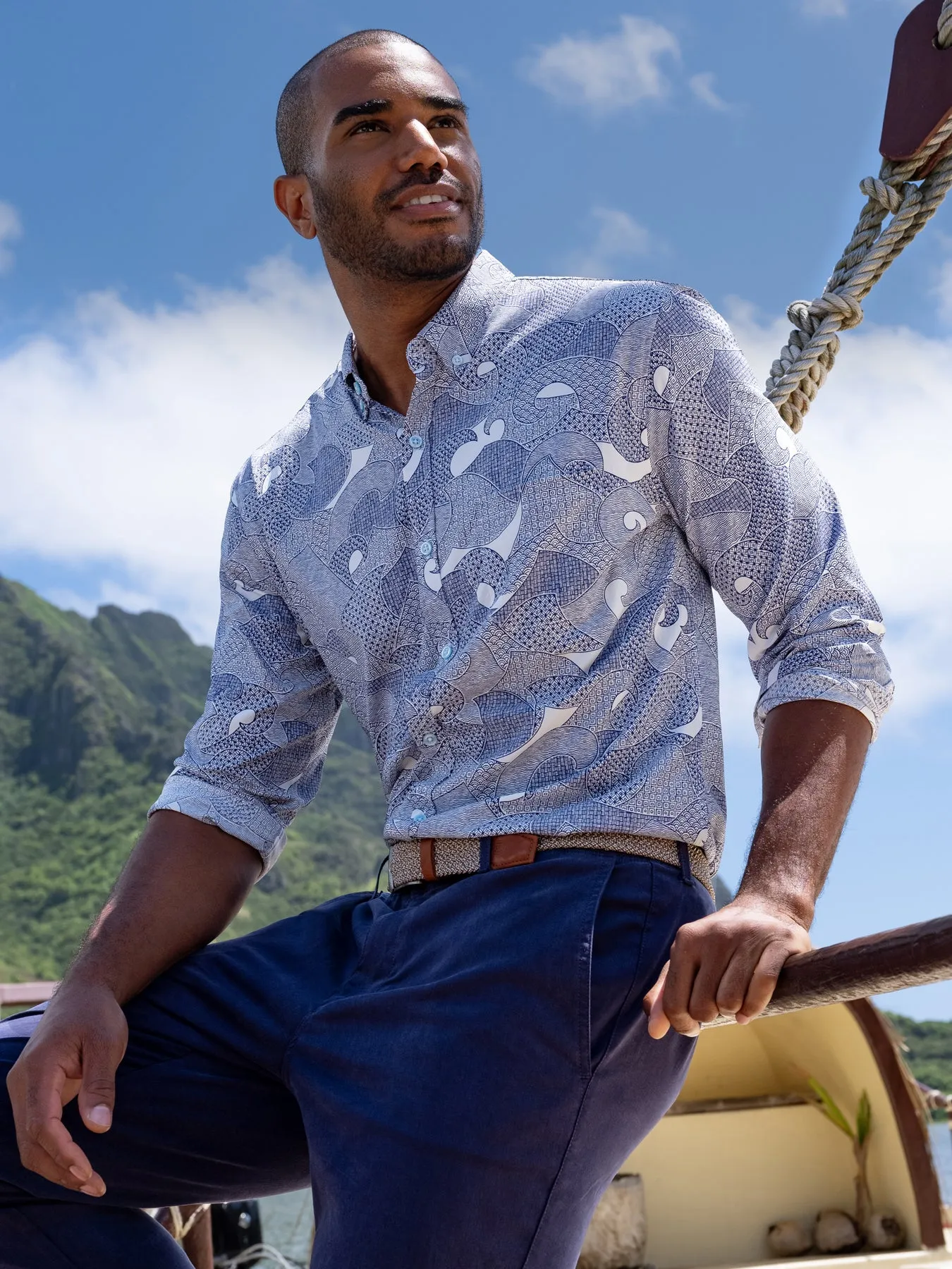 Shibori Kai Long Sleeve - Tradewind Technology™ sold by Tori Richard product image thumbnail 5