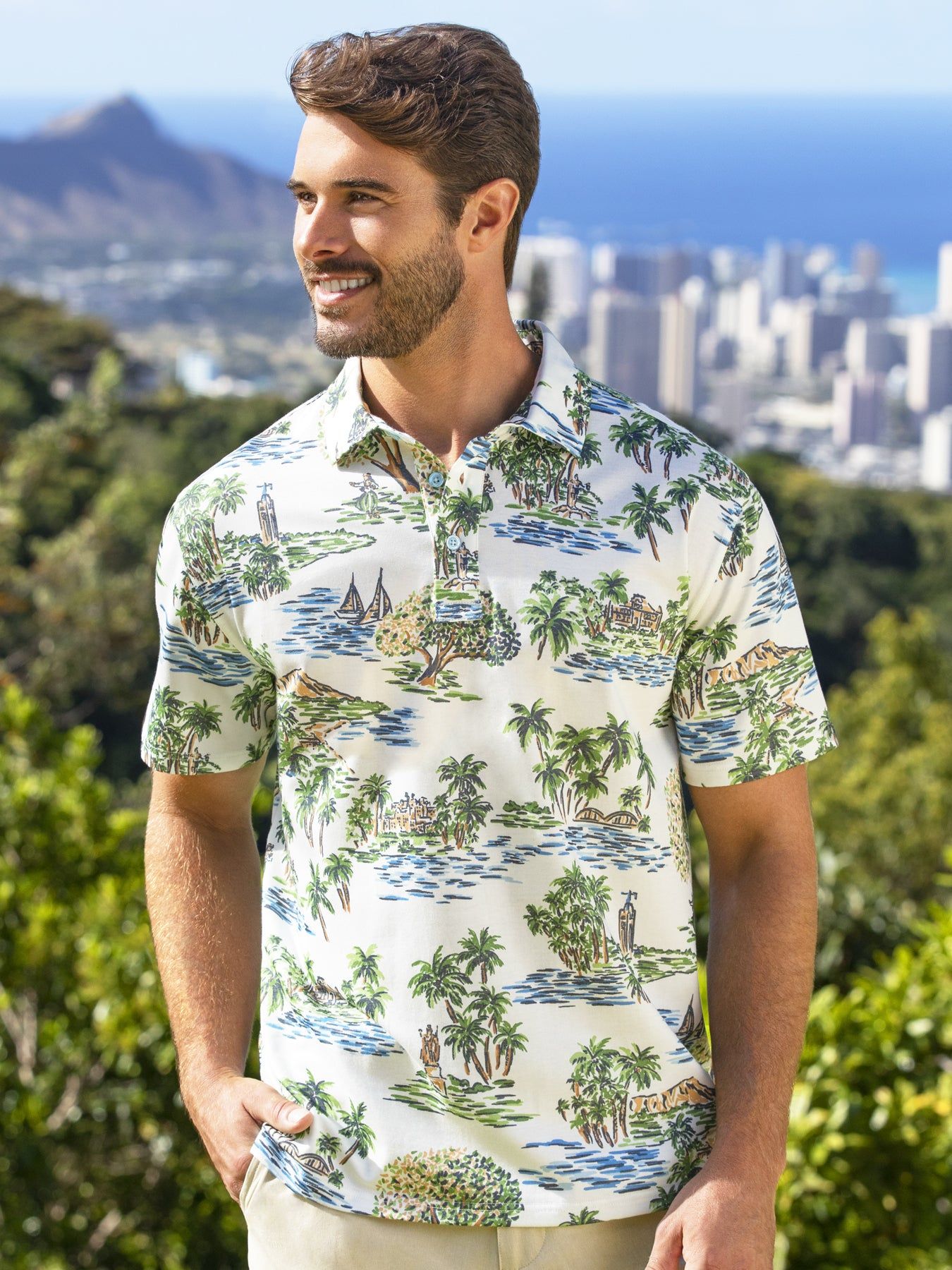 Aloha Toile Performance Polo sold by Tori Richard product image thumbnail 4
