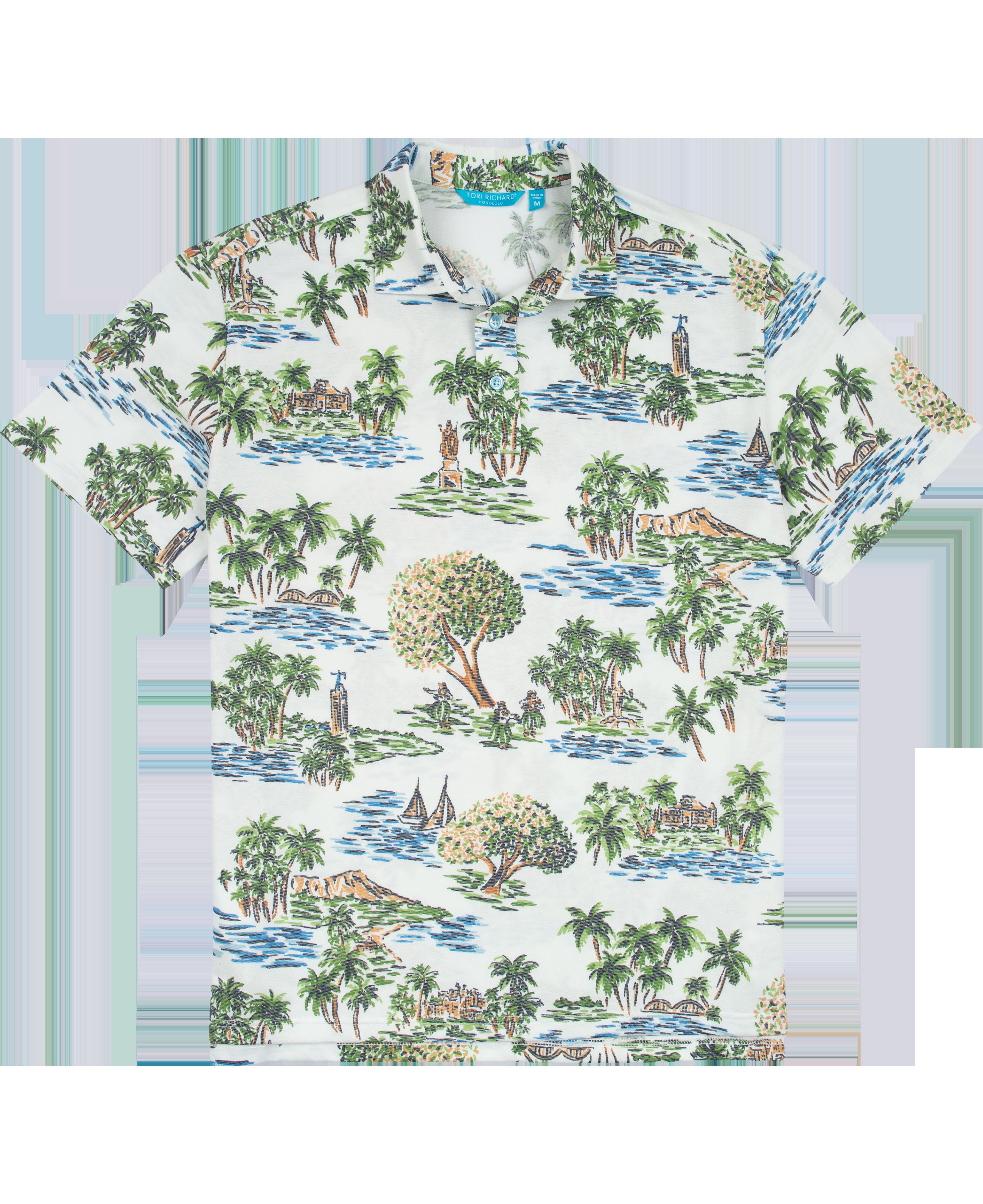 Aloha Toile Performance Polo sold by Tori Richard