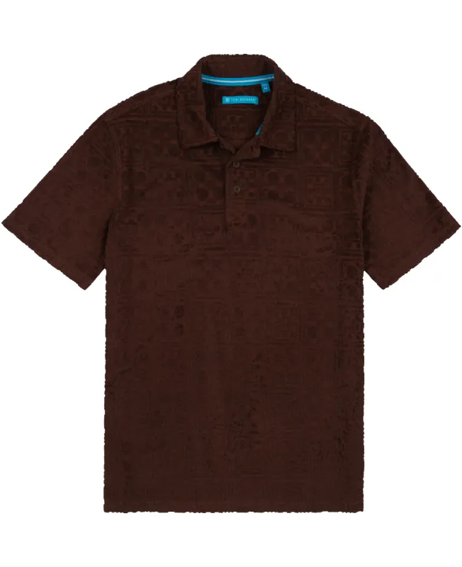 Woodcut Bungalow Jacquard Terry Polo made by Tori Richard
