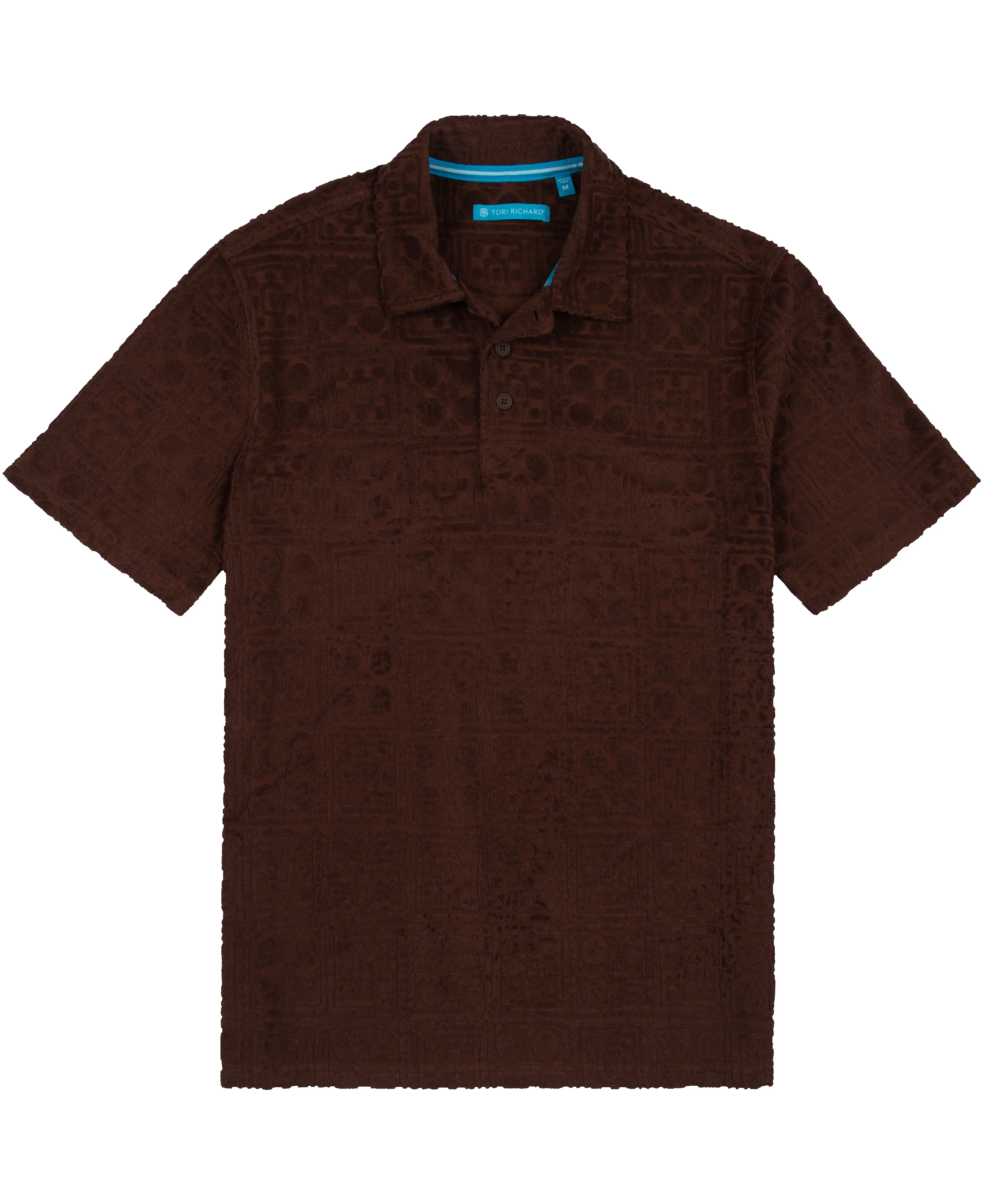 Woodcut Bungalow Jacquard Terry Polo sold by Tori Richard