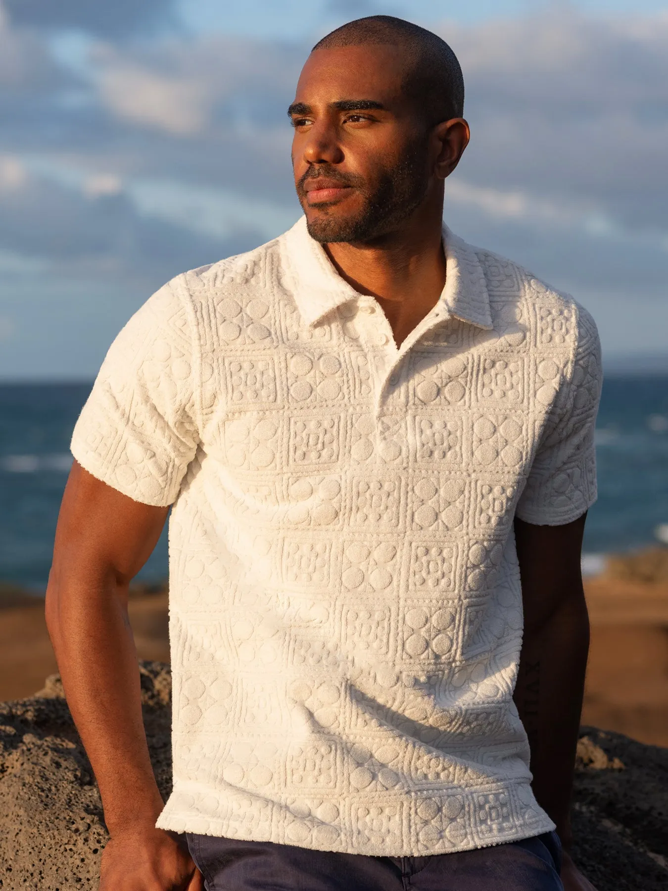 Woodcut Bungalow Jacquard Terry Polo sold by Tori Richard product image thumbnail 5