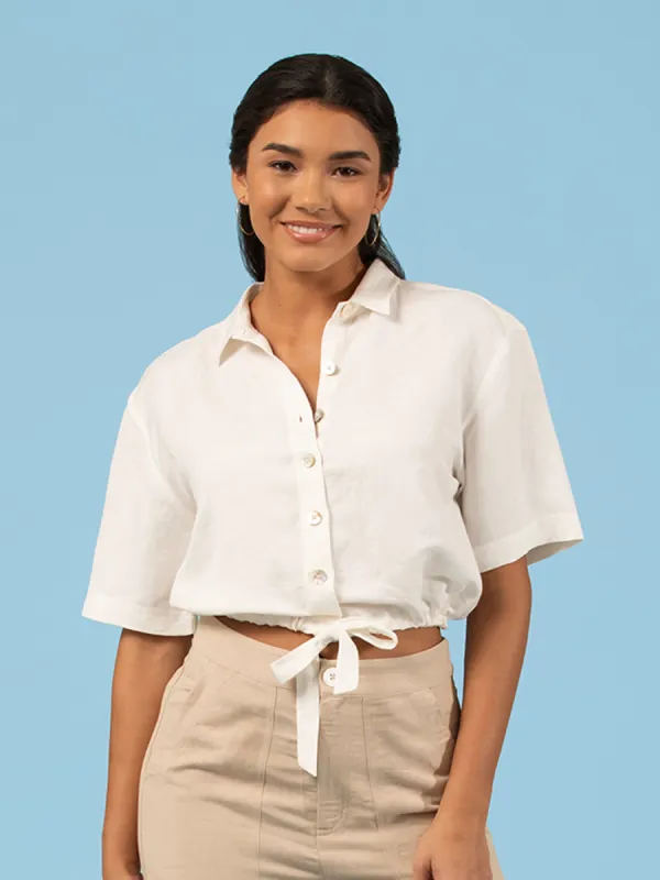 Sunshine Linen Selena Top sold by Tori Richard