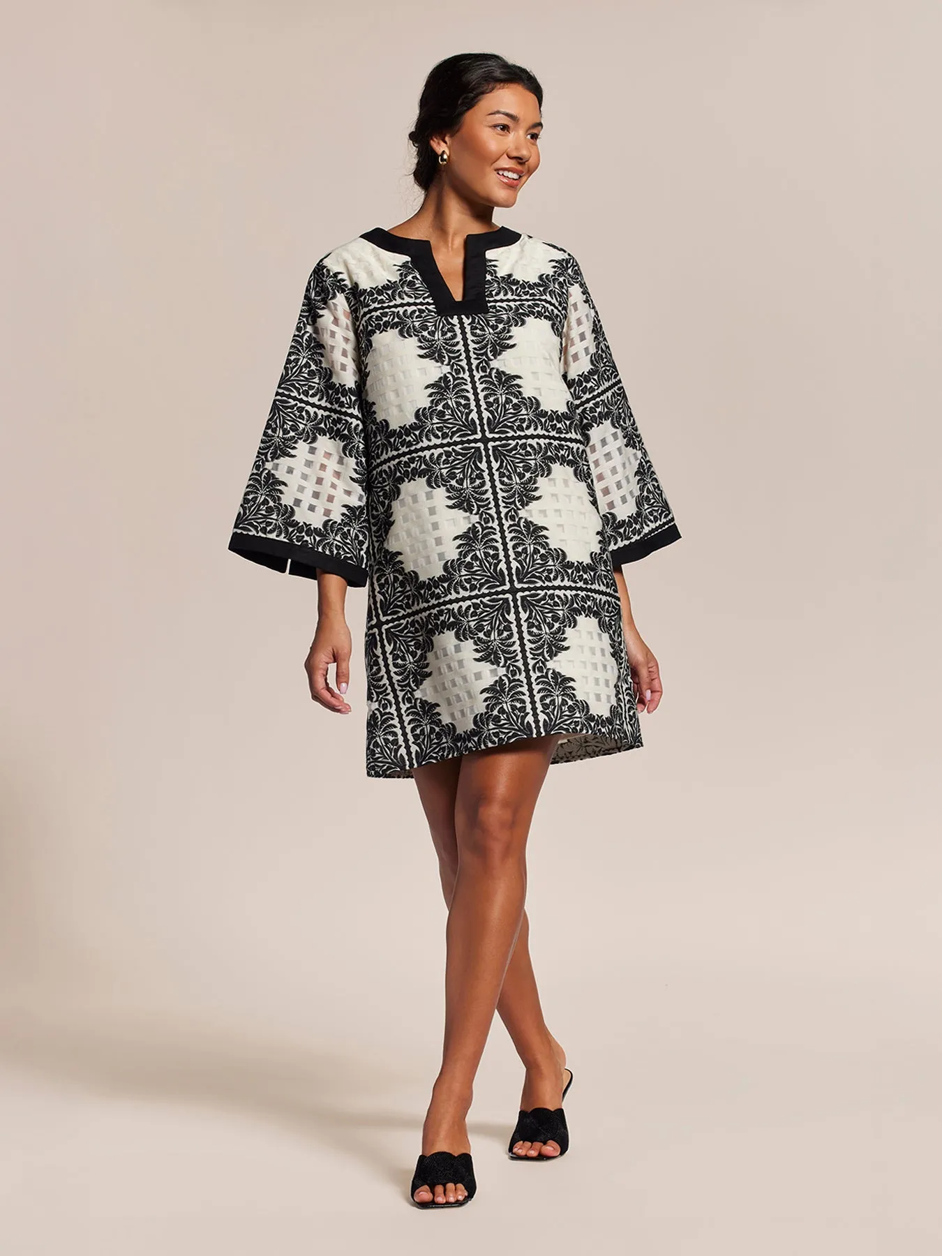Palm Squares Xenobia Dress sold by Tori Richard