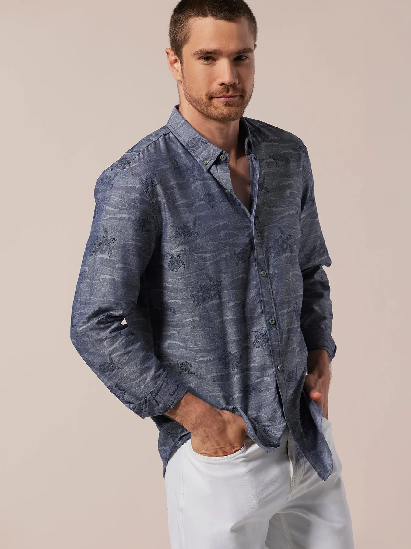 Honu Ocean Jacquard Long Sleeve sold by Tori Richard product image thumbnail 3