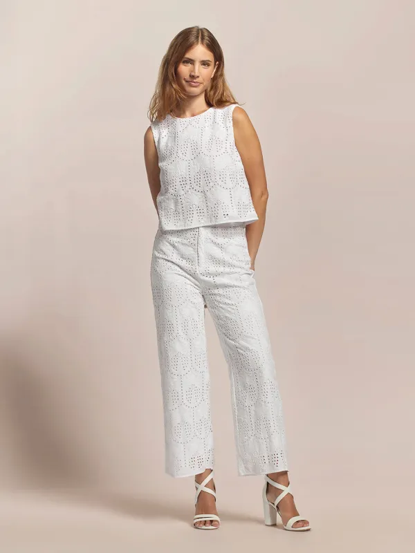 Eyelet Palm Veronica Top made by Tori Richard