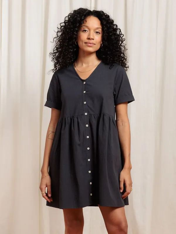 Nell Dress Crinkle Cotton Black sold by Tradlands