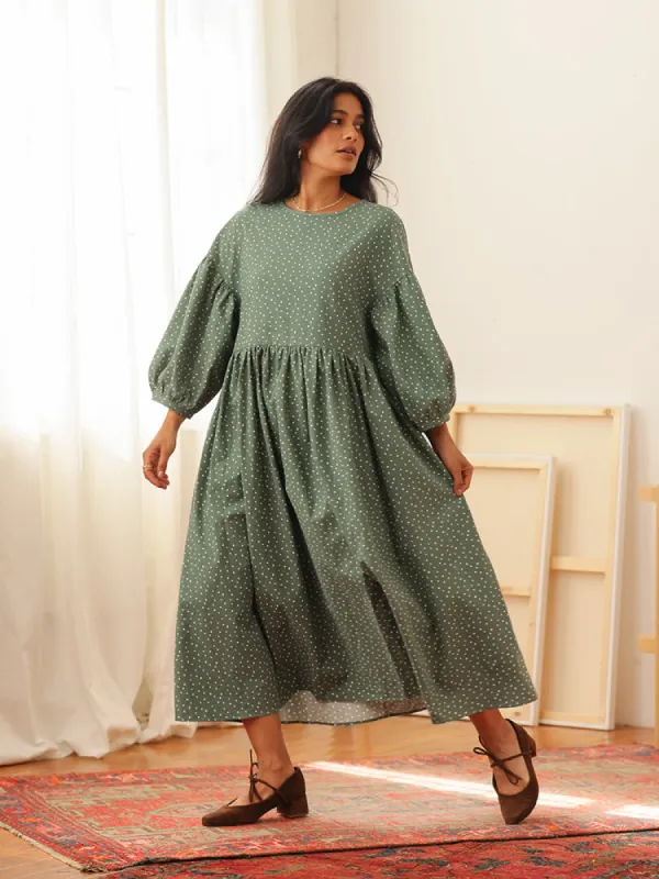 Nico Balloon Sleeve Midi Dress sold by Tradlands