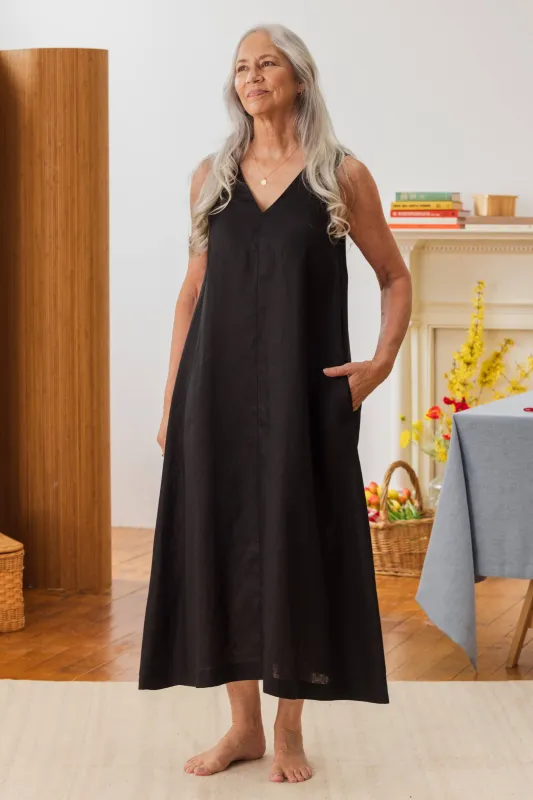 Solstice Linen Sleeveless Maxi Dress sold by Tradlands