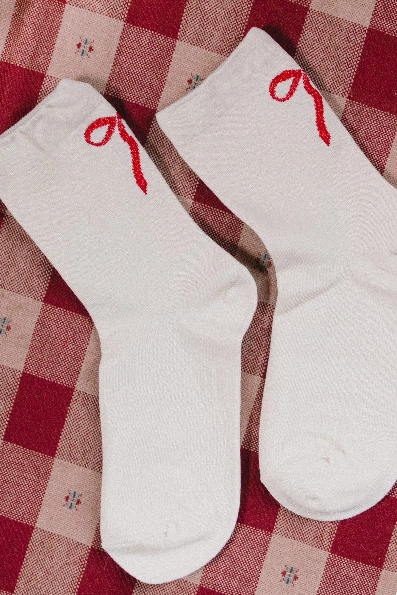 Ribbon Bow Socks Cream sold by Tradlands