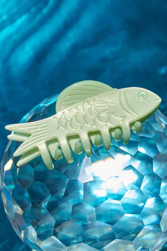 Winona Irene Small Jade Green Fish Hair Clip made by Winona Irene