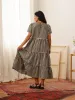 Chalet Tiered Dress Cotton Linen sold by Tradlands