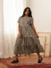 Chalet Tiered Dress Cotton Linen sold by Tradlands