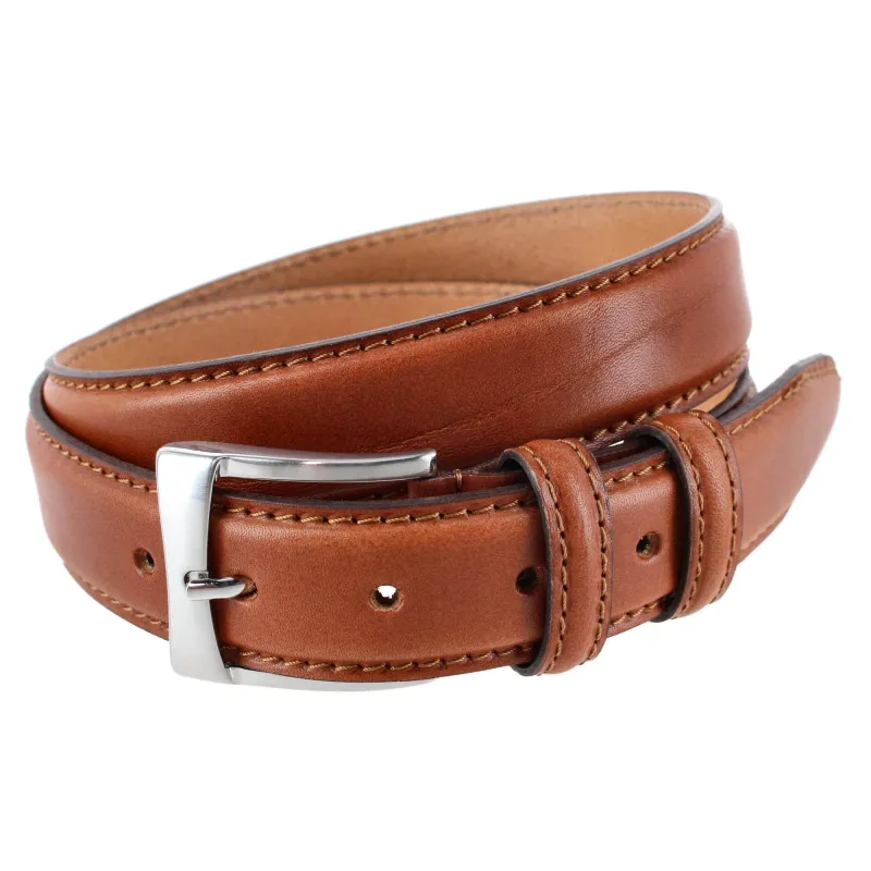 Vincenzo 35mm Premium Italian Leather Contrast Stitch Casual Dress Belt made by Trafalgar
