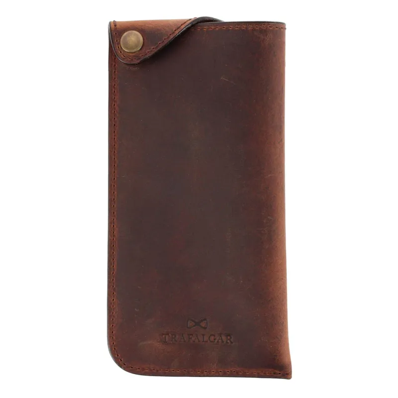 Doyle Crazy Horse Leather Snap Closure Glass Case made by Trafalgar