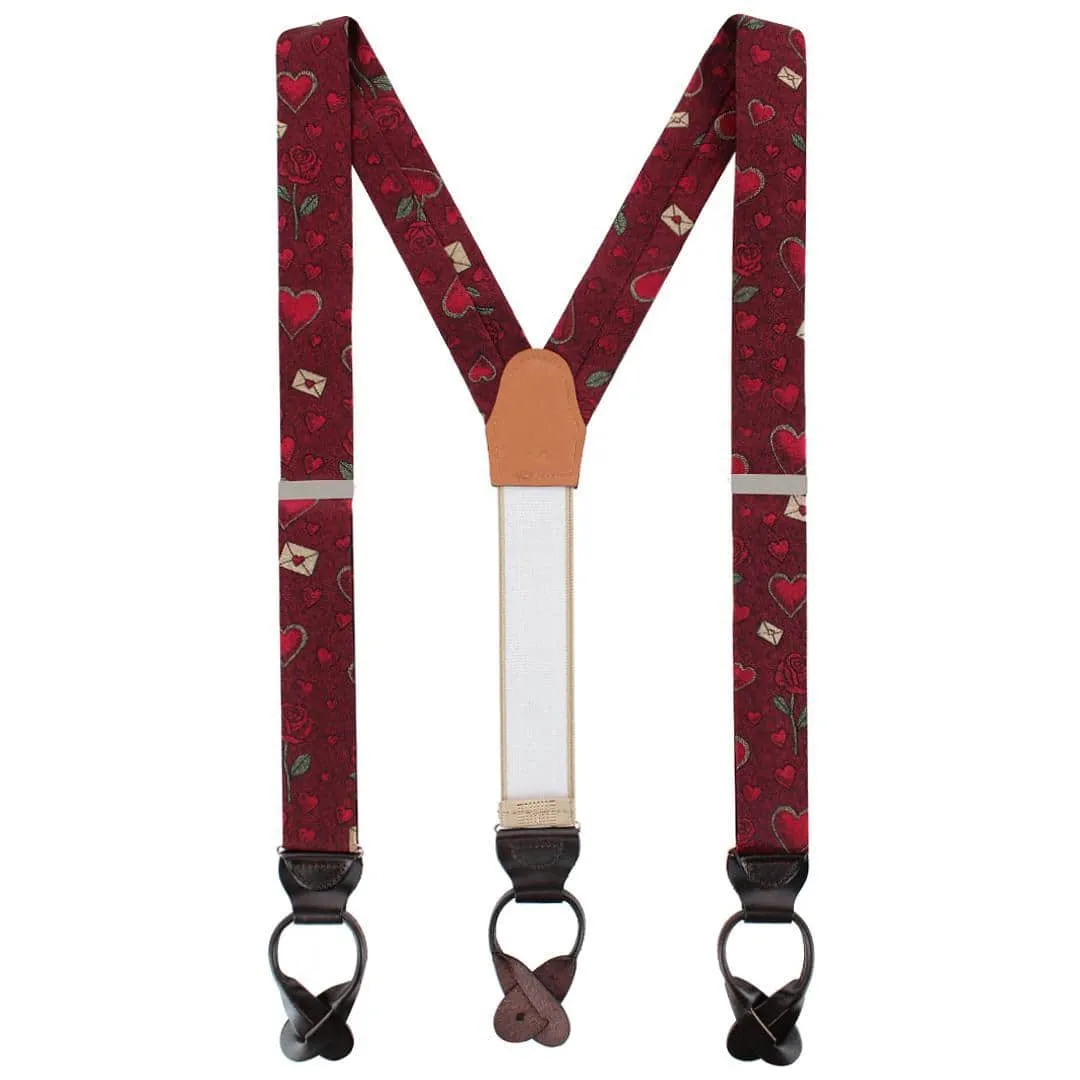Amor Valentine's Note Silk Button End Braces sold by Trafalgar product image thumbnail 3