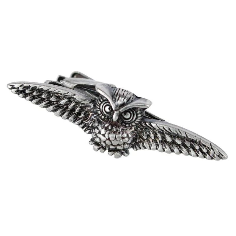 Majestic Owl Antique Silver Tie Bar made by Trafalgar