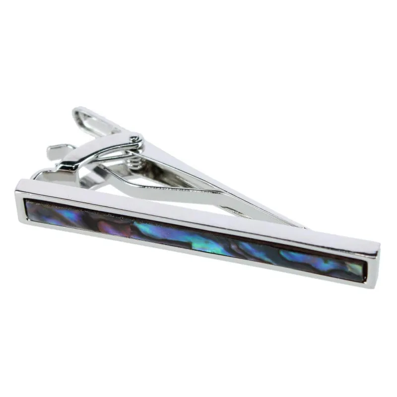 Mother of Pearl Stately Silver Tie Bar made by Trafalgar