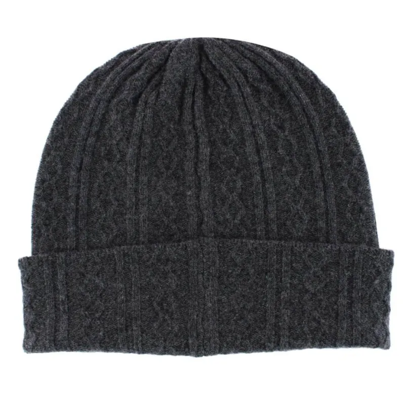 The Windsor Merino Wool Cable Knit Beanie made by Trafalgar