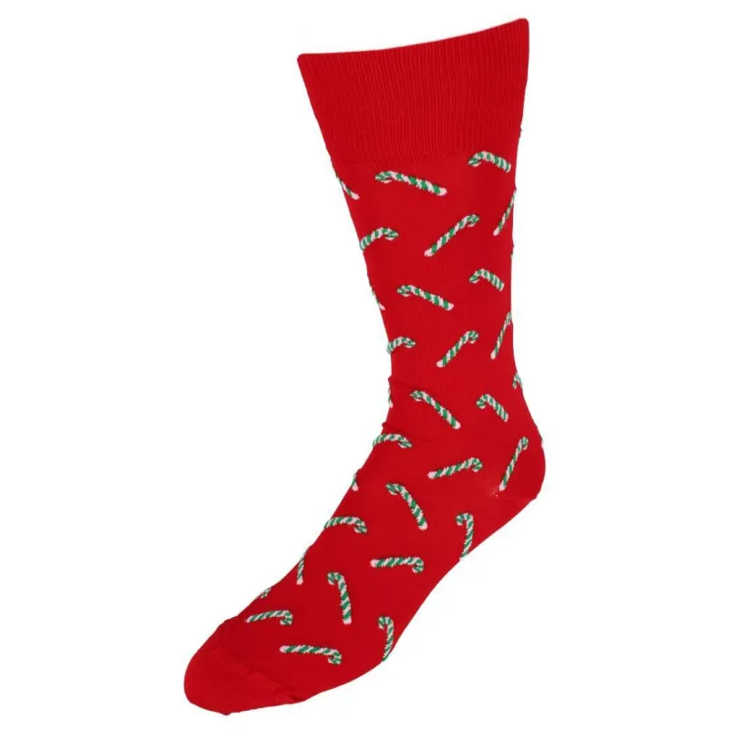 Candy Cane Lane Novelty Mid Calf Mercerized Cotton Socks (1 Pair) made by Trafalgar
