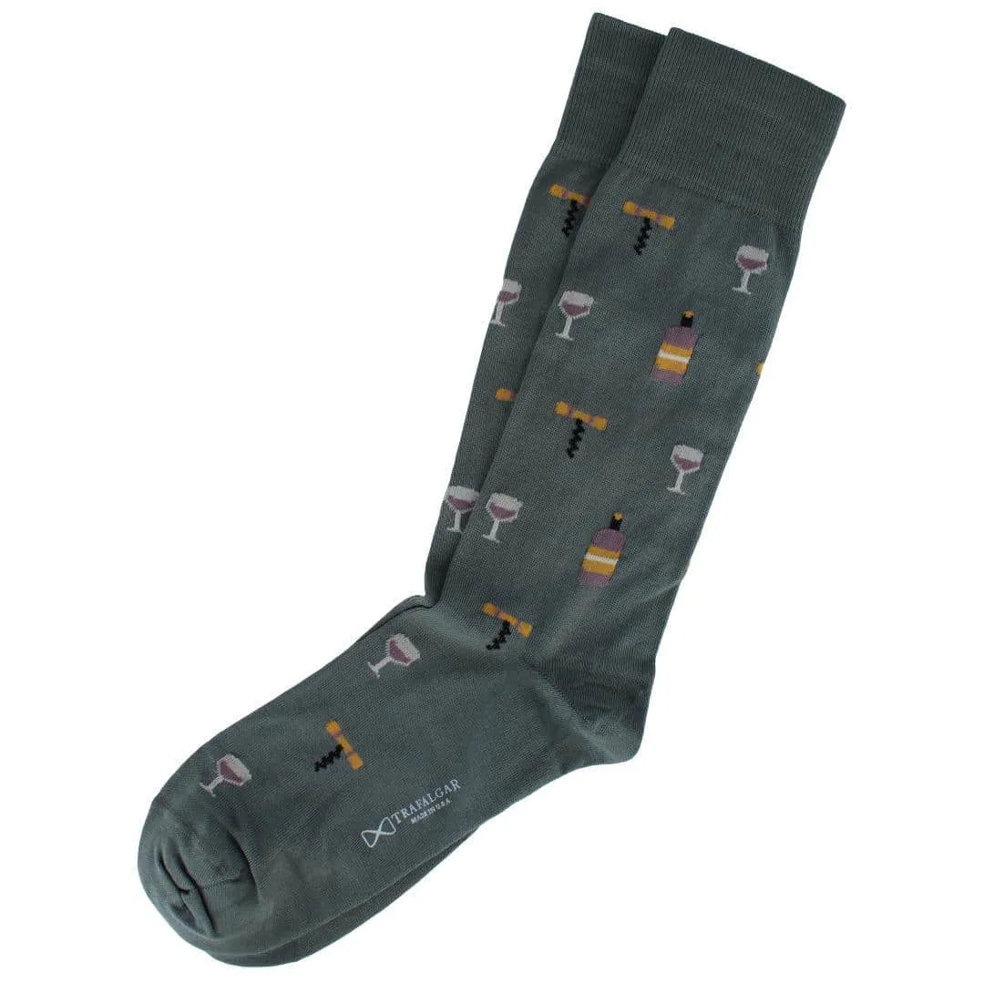 I'll Drink to That Wine Glass & Bottle Novelty Mid Calf Mercerized Cotton Sock (1 Pair) sold by Trafalgar product image thumbnail 4
