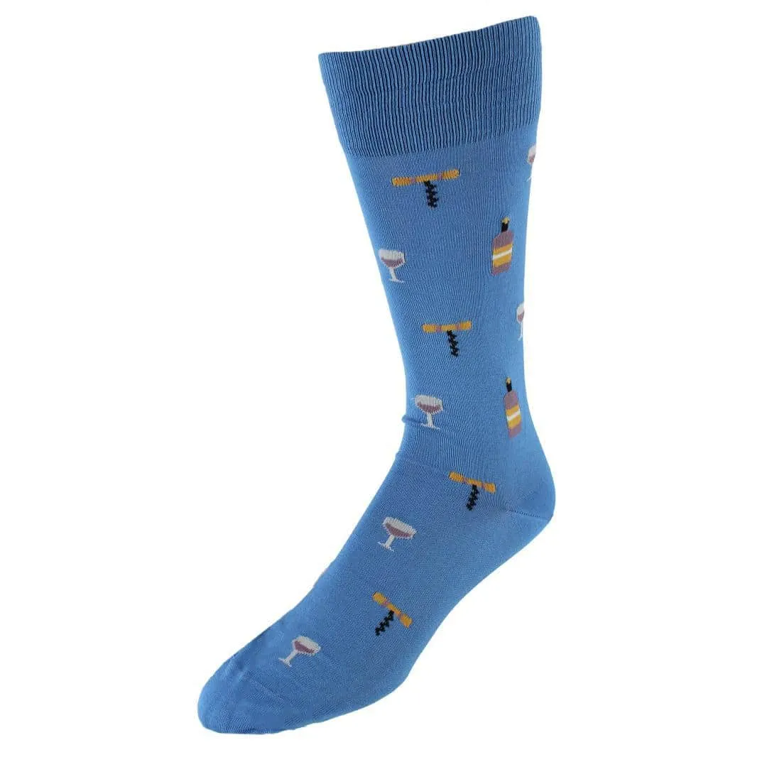 I'll Drink to That Wine Glass & Bottle Novelty Mid Calf Mercerized Cotton Sock (1 Pair) sold by Trafalgar