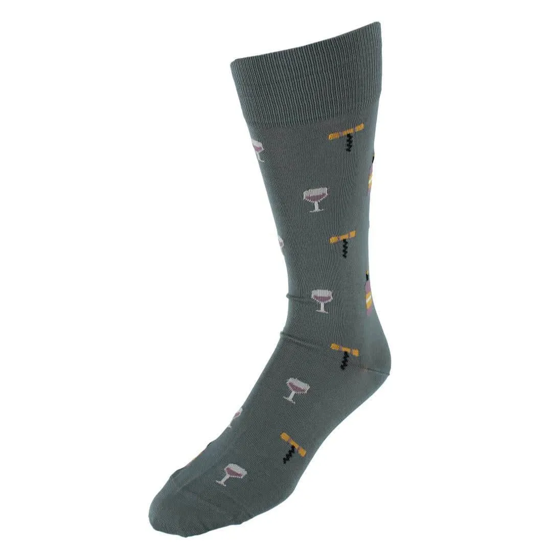 I'll Drink to That Wine Glass & Bottle Novelty Mid Calf Mercerized Cotton Sock (1 Pair) sold by Trafalgar product image thumbnail 2