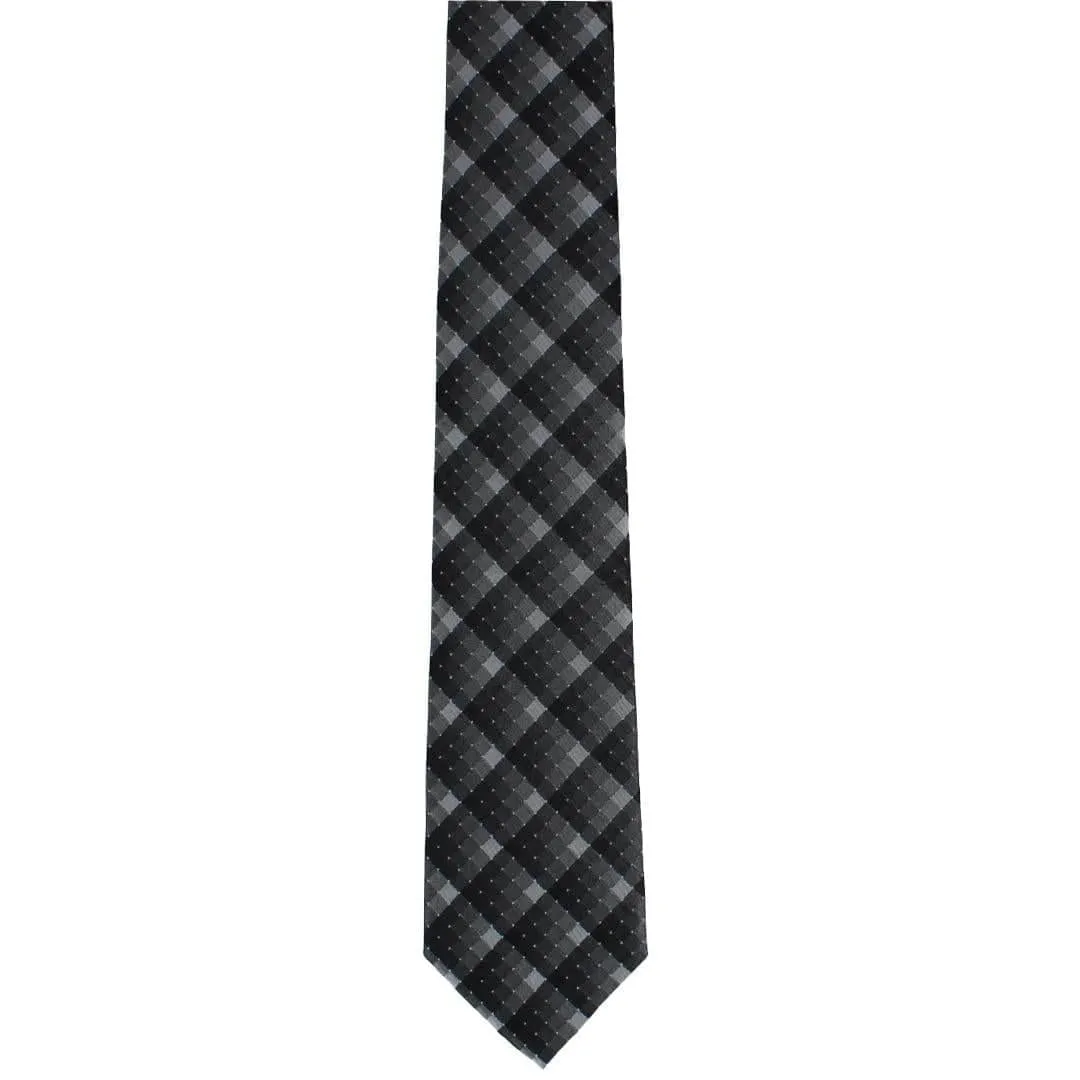 Falcon Grey and Silver Micro Square Business Silk Necktie sold by Trafalgar product image thumbnail 3