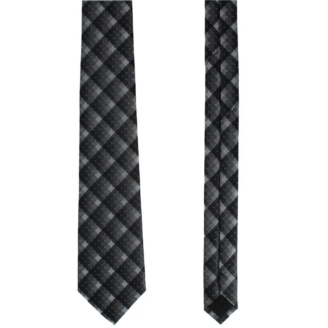 Falcon Grey and Silver Micro Square Business Silk Necktie sold by Trafalgar product image thumbnail 4