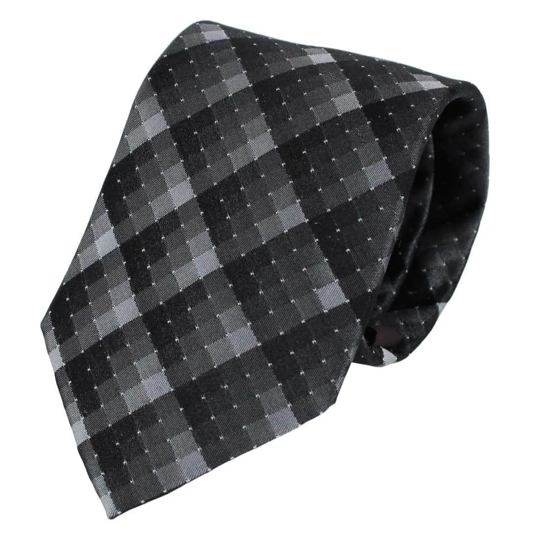 Falcon Grey and Silver Micro Square Business Silk Necktie sold by Trafalgar