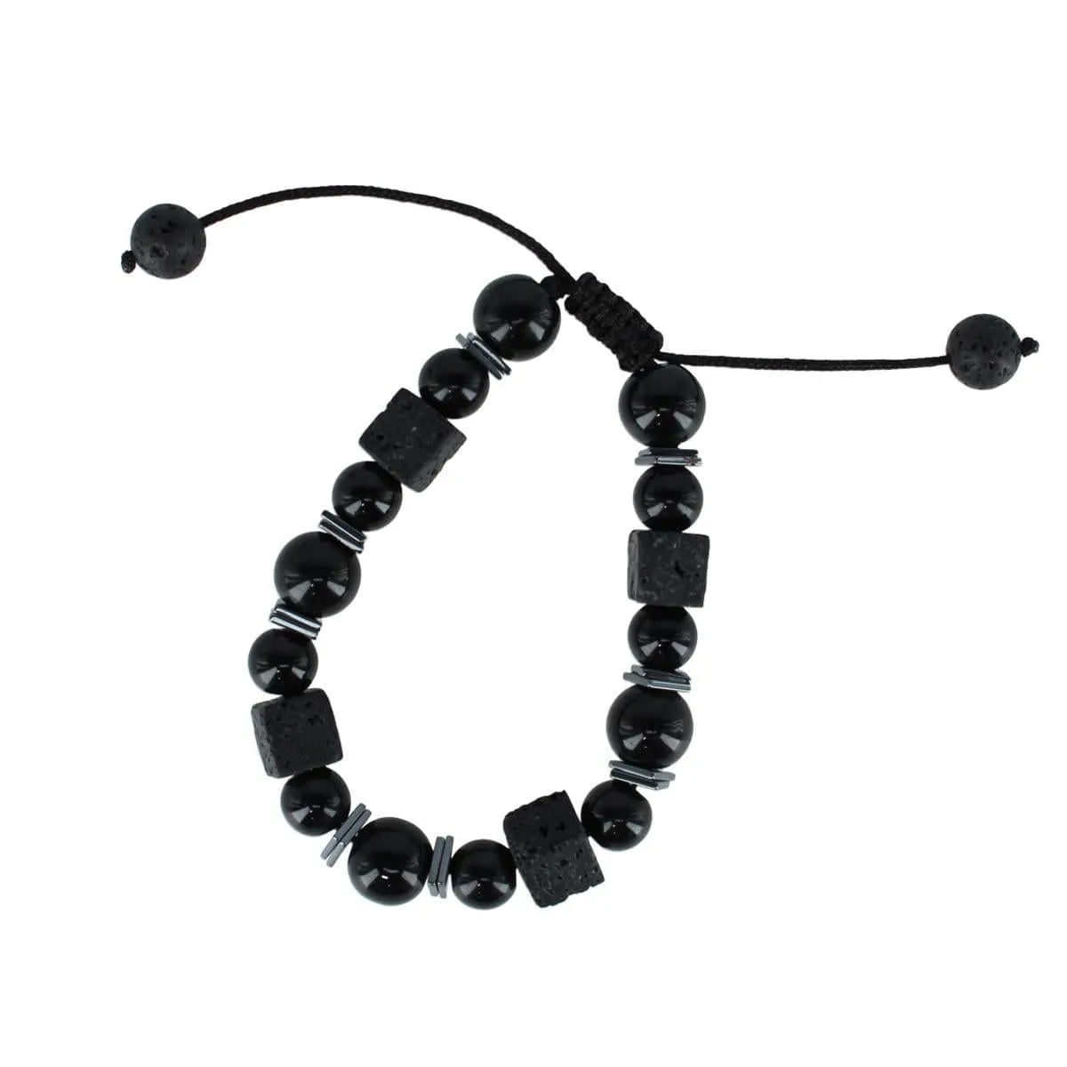 Flint Beaded Stone and Metallic Adjustable Bracelet sold by Trafalgar product image thumbnail 3
