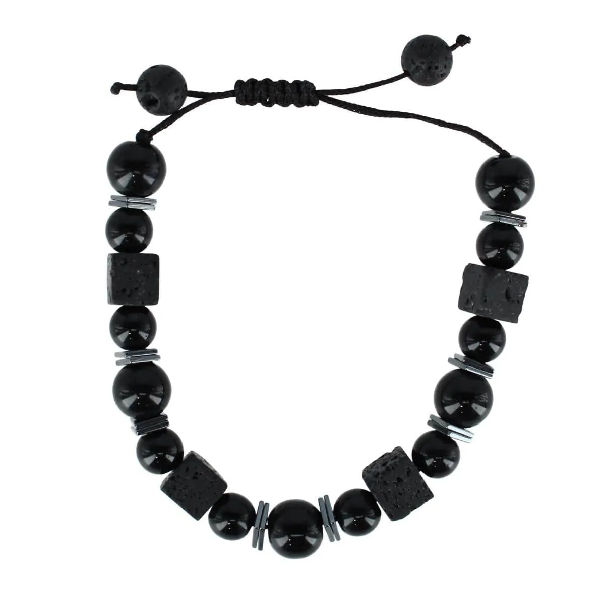 Flint Beaded Stone and Metallic Adjustable Bracelet sold by Trafalgar product image thumbnail 4