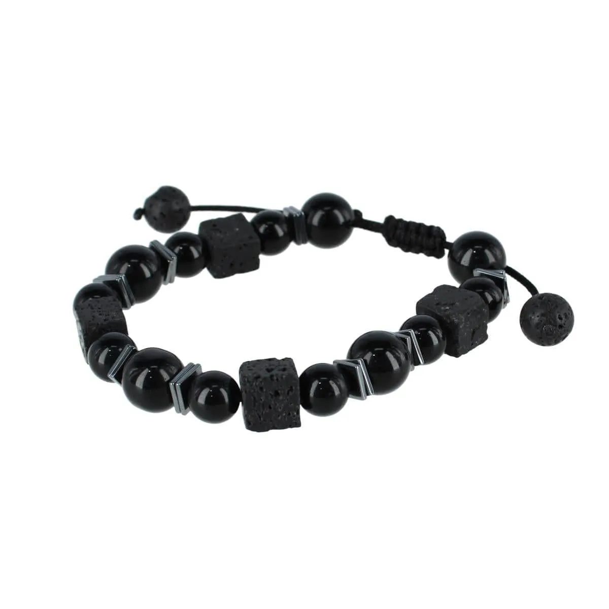 Flint Beaded Stone and Metallic Adjustable Bracelet sold by Trafalgar product image thumbnail 2