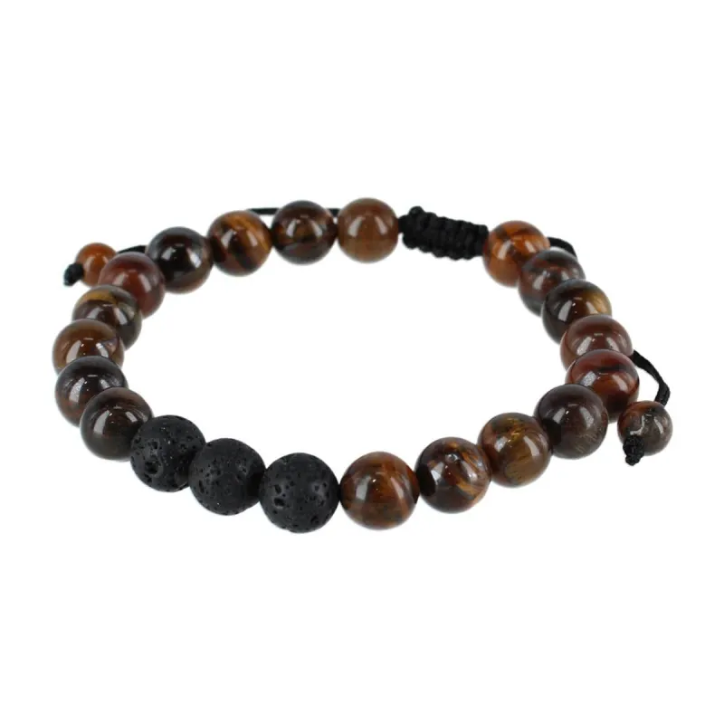 Ryder Wood Look Bead Adjustable Bracelet made by Trafalgar