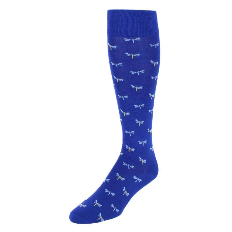 Renewal Dragonfly Novelty Over The Calf Pima Cotton Dress Sock (1 Pair) made by Trafalgar