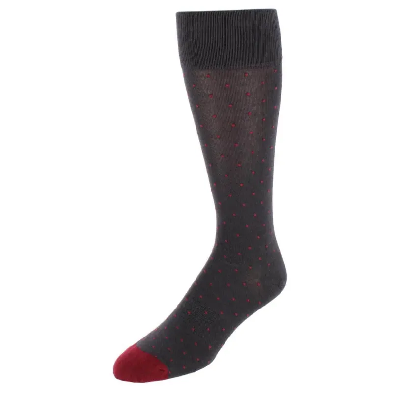 Pierre Polka Dot Mid-Calf Pima Cotton Socks (1 Pair) made by Trafalgar
