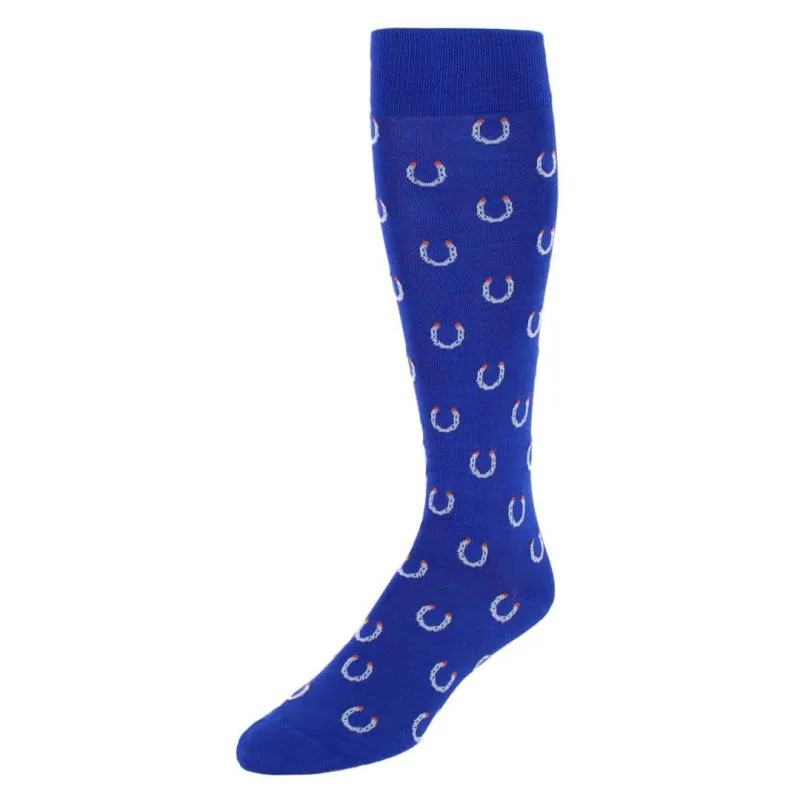Lucky Horseshoe Mid-Calf Pima Cotton Dress Novelty Sock (1 Pair) made by Trafalgar