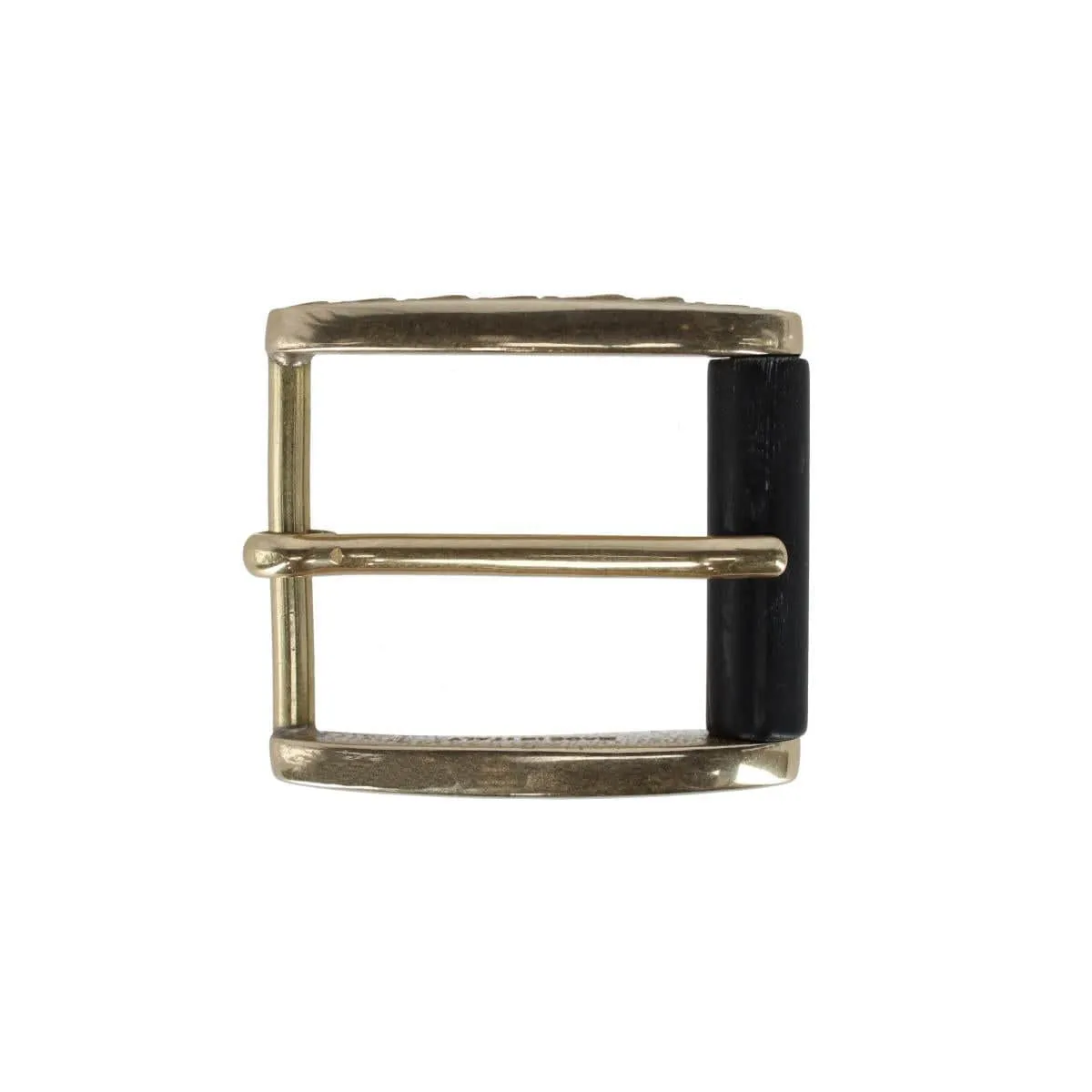 35mm Italian Brass w Black Stag Horn Roller Harness Belt Buckle sold by Trafalgar